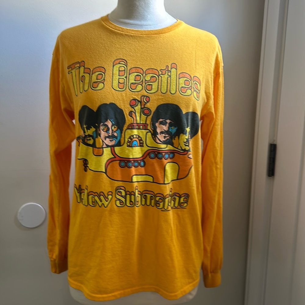 UO Junk Food Yellow Long Sleeve Beatles Yellow Sub Tee